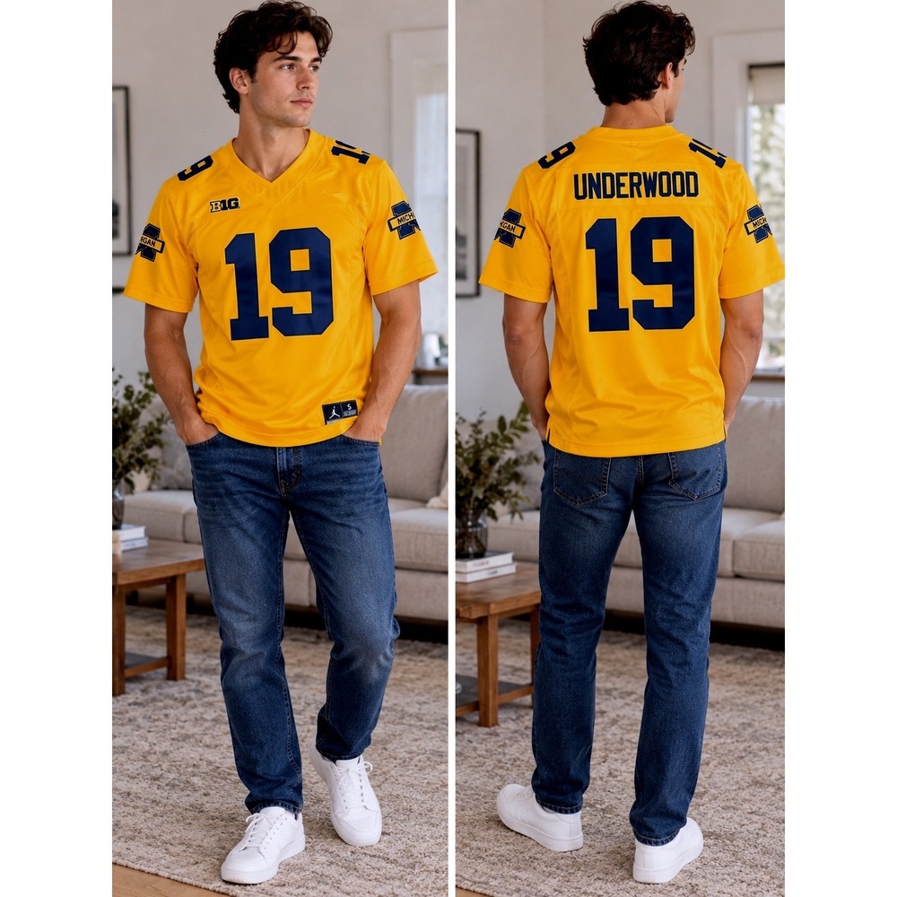 Bryce Underwood Michigan 19 Football Jersey S Yellow Big Ten Stitch